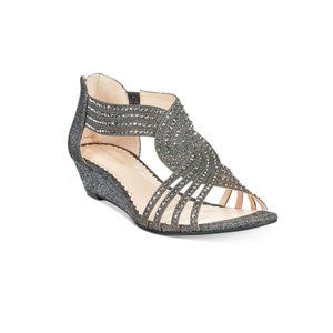 Charter Club Ginifur Wedge Sandals in Pewter, Size 9